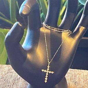 0.50 CT. T.W. Multi-Diamond Bubble Cross Pendant in 18K White Gold